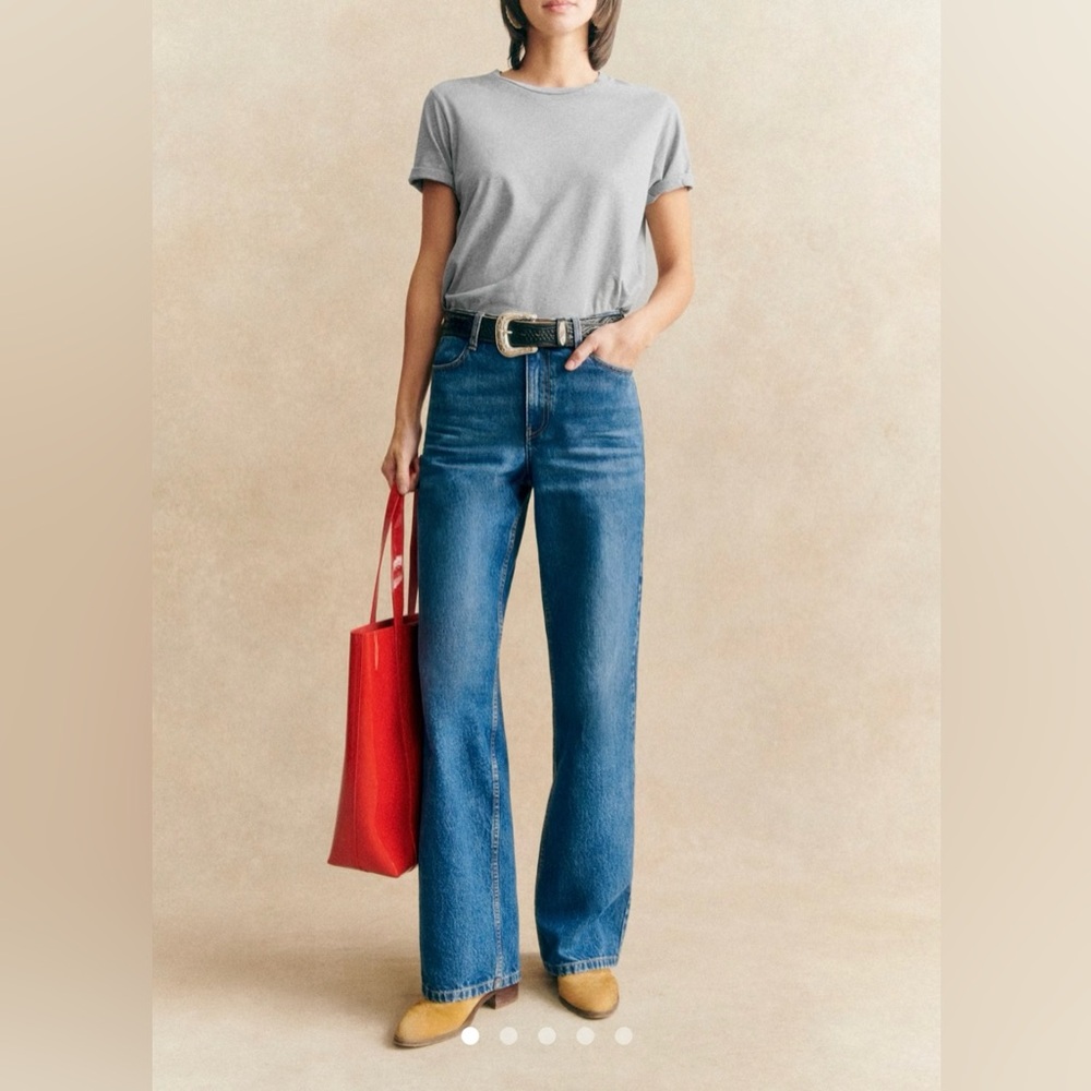 Sézane Wide Leg Trousers in Deep Blue Size 4